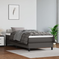 vidaXL Cama box spring con colchón cuero sintético gris 100x200 cm