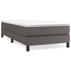 vidaXL Cama box spring con colchón cuero sintético gris 100x200 cm