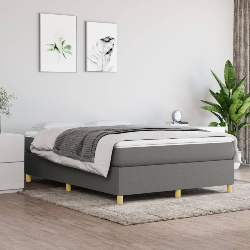 vidaXL Cama box spring con colchón tela gris oscuro 140x190 cm vidaXL Cama box spring con colchón tela gris oscuro 140x190 cm