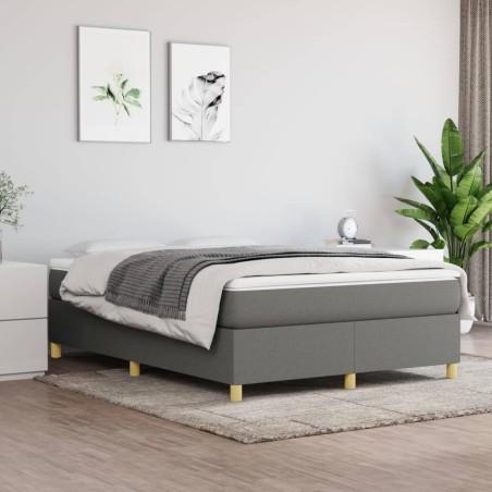 vidaXL Cama box spring con colchón tela gris oscuro 140x190 cm