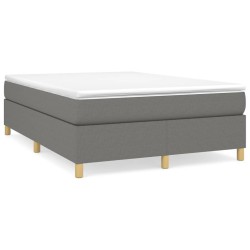 vidaXL Cama box spring con colchón tela gris oscuro 140x190 cm