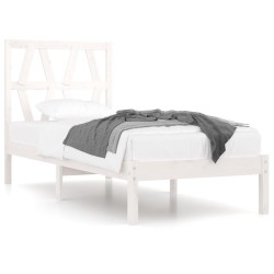 vidaXL Estructura de cama individual madera maciza blanco 75x190 cm