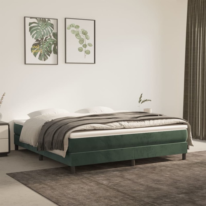 vidaXL Cama box spring con colchón terciopelo verde oscuro 160x200 cm vidaXL Cama box spring con colchón terciopelo verde oscuro 160x200 cm