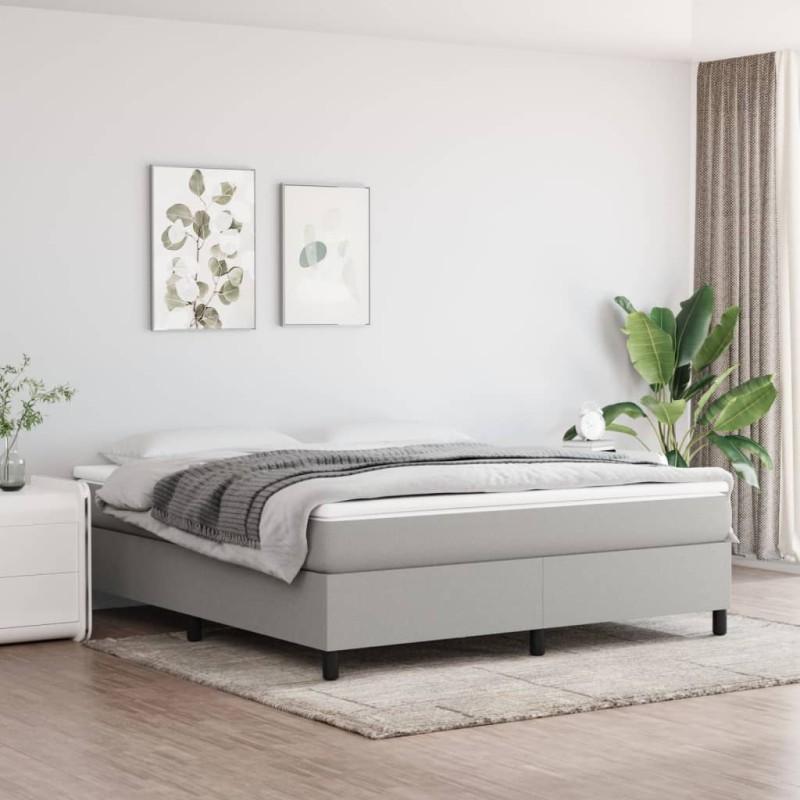 vidaXL Cama box spring con colchón tela gris claro 160x200 cm vidaXL Cama box spring con colchón tela gris claro 160x200 cm