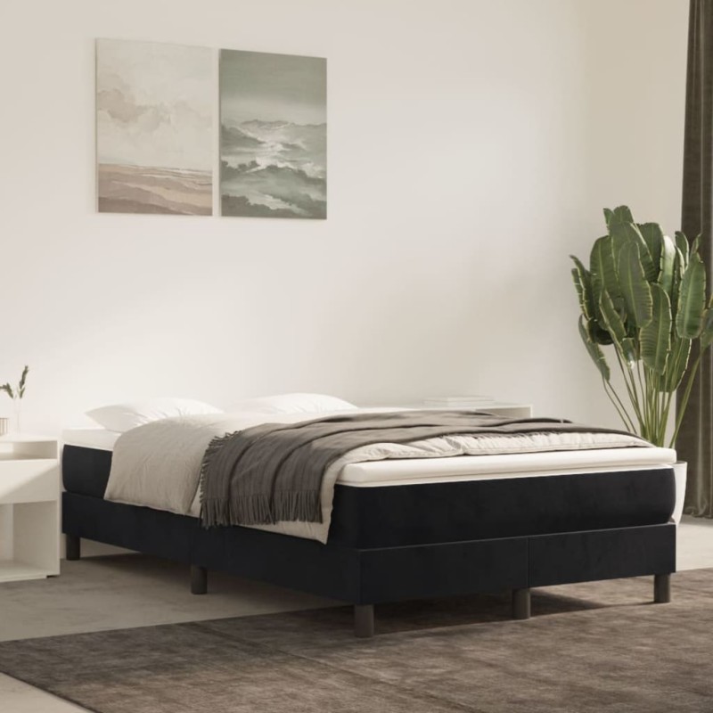 vidaXL Cama box spring con colchón terciopelo negro 120x200 cm vidaXL Cama box spring con colchón terciopelo negro 120x200 cm