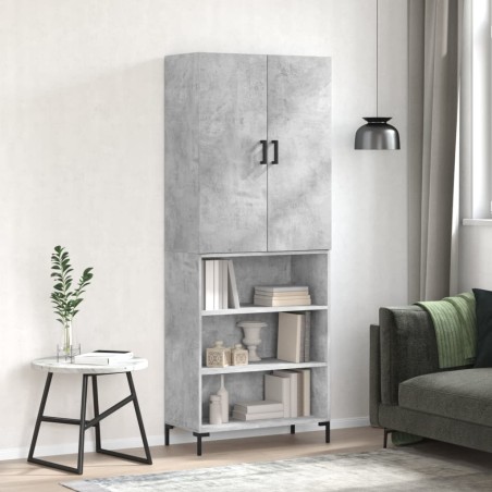 vidaXL Aparador alto madera contrachapada gris hormigón 69,5x34x180 cm