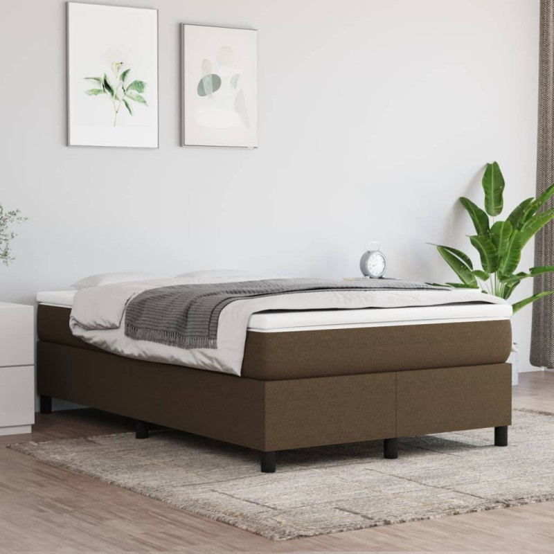 vidaXL Cama box spring con colchón tela marrón oscuro 120x200 cm