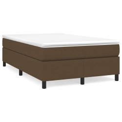 vidaXL Cama box spring con colchón tela marrón oscuro 120x200 cm