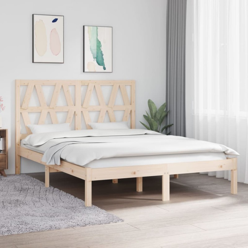 vidaXL Estructura de cama madera maciza de pino 135x190 cm vidaXL Estructura de cama madera maciza de pino 135x190 cm