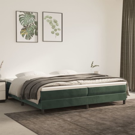 vidaXL Cama box spring con colchón terciopelo verde oscuro 200x200 cm
