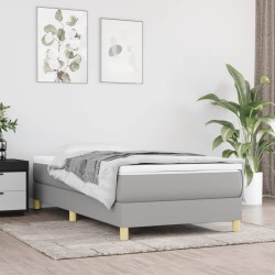 vidaXL Cama box spring con colchón tela gris claro 90x200 cm