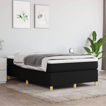 vidaXL Cama box spring con colchón tela negro 120x200 cm