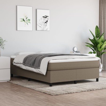 vidaXL Cama box spring con colchón tela gris taupe 140x190 cm
