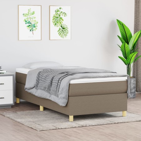 vidaXL Cama box spring con colchón tela gris taupe 90x190 cm
