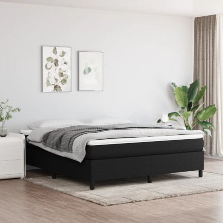 vidaXL Cama box spring con colchón tela negro 160x200 cm