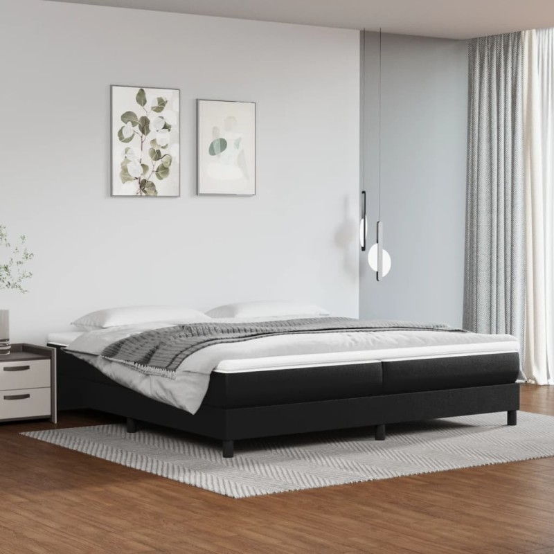 vidaXL Cama box spring con colchón cuero sintético negro 200x200 cm vidaXL Cama box spring con colchón cuero sintético negro 200x200 cm