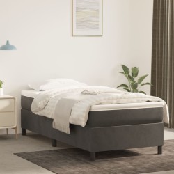 vidaXL Cama box spring con colchón terciopelo gris oscuro 90x200 cm