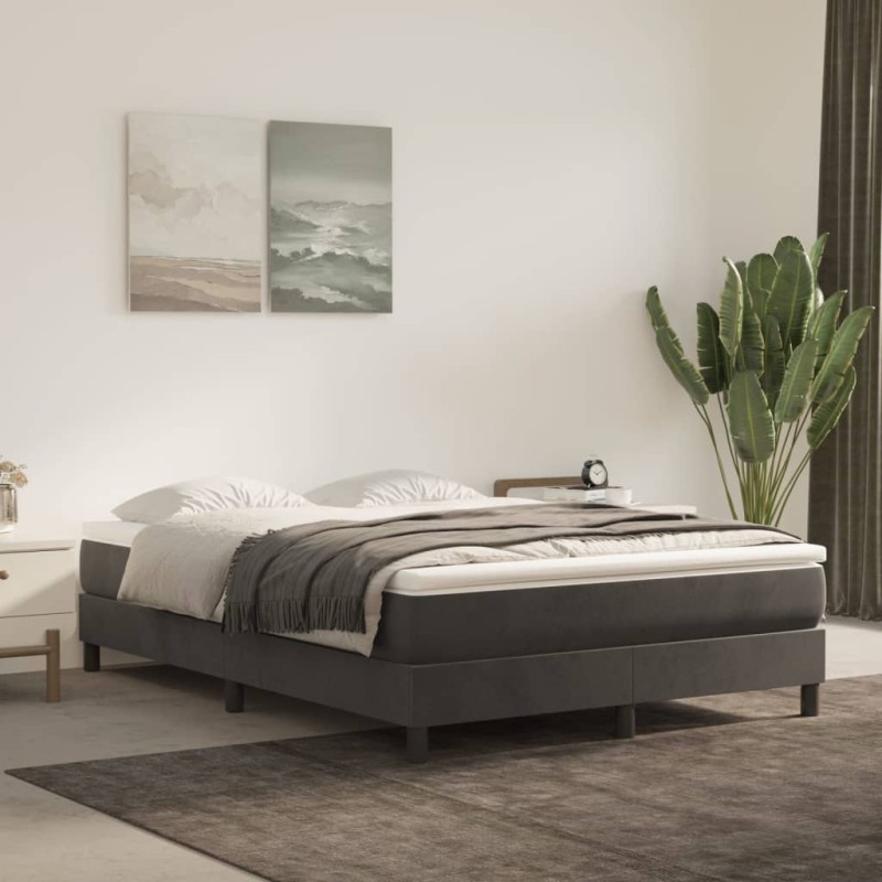 vidaXL Cama box spring con colchón terciopelo gris oscuro 140x190 cm vidaXL Cama box spring con colchón terciopelo gris oscuro 140x190 cm