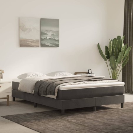 vidaXL Cama box spring con colchón terciopelo gris oscuro 140x190 cm
