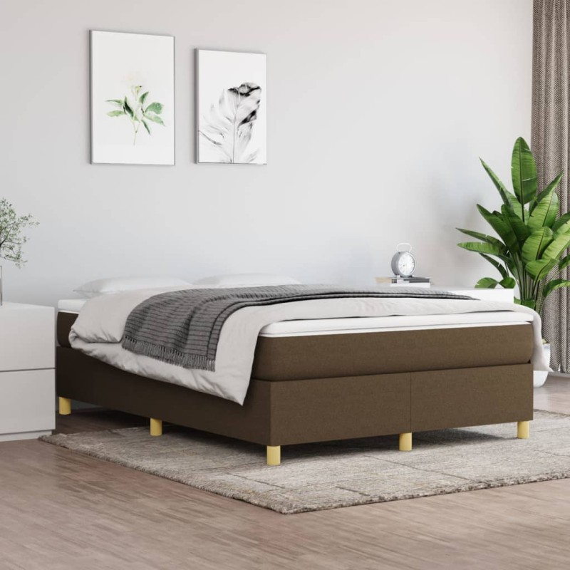 vidaXL Cama box spring con colchón tela marrón oscuro 140x190 cm vidaXL Cama box spring con colchón tela marrón oscuro 140x190 cm