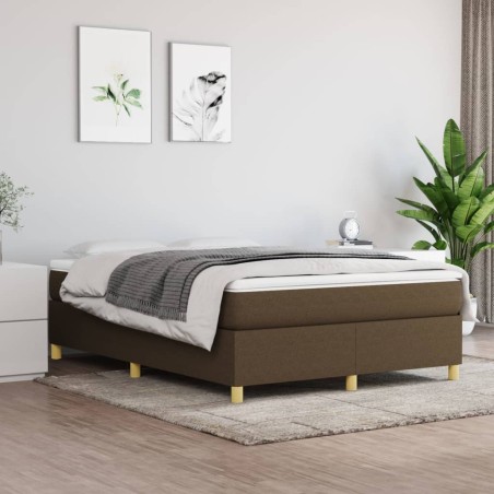 vidaXL Cama box spring con colchón tela marrón oscuro 140x190 cm