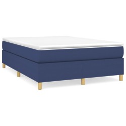 vidaXL Cama box spring con colchón tela azul 140x190 cm