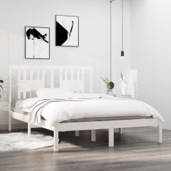 vidaXL Estructura de cama madera maciza blanco 135x190 cm