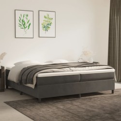 vidaXL Cama box spring con colchón terciopelo gris oscuro 200x200 cm
