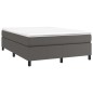 vidaXL Cama box spring con colchón cuero sintético gris 160x200 cm