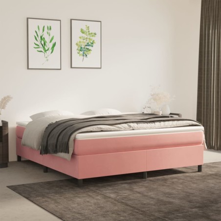 vidaXL Cama box spring con colchón terciopelo rosa 180x200 cm