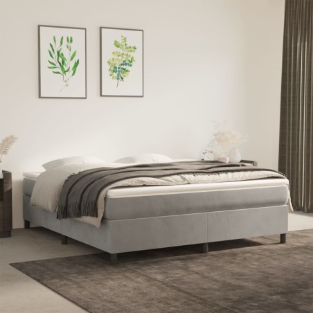vidaXL Cama box spring con colchón terciopelo gris claro 180x200 cm