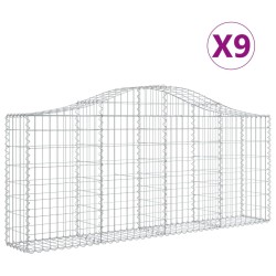 vidaXL Cestas de gaviones 9 uds forma de arco hierro 200x30x80/100 cm