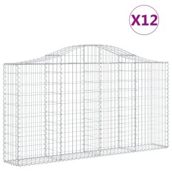 vidaXL Cestas de gaviones 12 uds forma arco hierro 200x30x100/120 cm