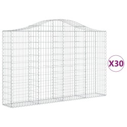 vidaXL Cestas gaviones 30 uds forma de arco hierro 200x30x120/140 cm