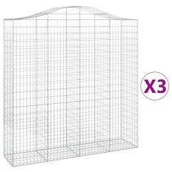 vidaXL Cestas de gaviones 3 uds forma de arco hierro 200x50x200/220 cm
