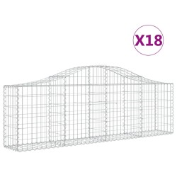 vidaXL Cestas de gaviones 18 uds forma de arco hierro 200x30x60/80 cm