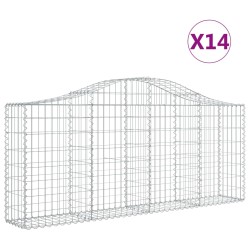 vidaXL Cestas de gaviones 14 uds forma de arco hierro 200x30x80/100 cm