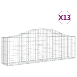 vidaXL Cestas de gaviones 13 uds forma de arco hierro 200x30x60/80 cm