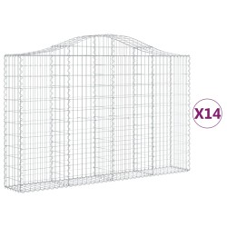vidaXL Cestas gaviones 14 uds forma de arco hierro 200x30x120/140 cm