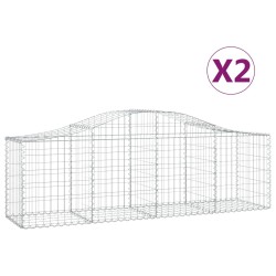 vidaXL Cestas gaviones 2 uds forma de arco hierro 200x50x60/80 cm