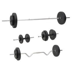 vidaXL Juego de barras y mancuernas con discos 60 kg 