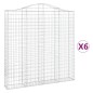vidaXL Cestas de gaviones 6 uds forma de arco hierro 200x30x200/220 cm
