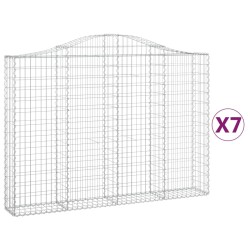vidaXL Cestas gaviones 7 uds forma de arco hierro 200x30x140/160 cm