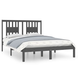 vidaXL Estructura de cama madera maciza de pino gris 140x190 cm