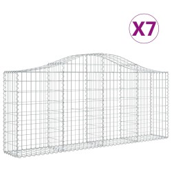 vidaXL Cestas de gaviones 7 uds forma de arco hierro 200x30x80/100 cm