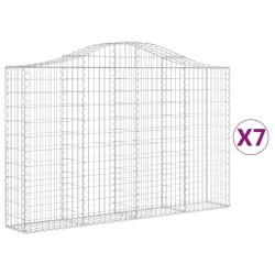 vidaXL Cestas de gaviones 7 uds forma de arco hierro 200x30x120/140 cm