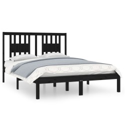 vidaXL Estructura de cama madera maciza de pino negro 140x190 cm