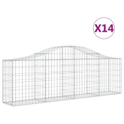 vidaXL Cestas de gaviones 14 uds forma de arco hierro 200x30x60/80 cm