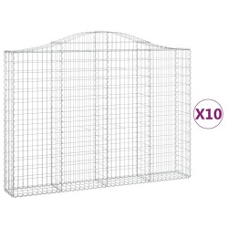 vidaXL Cestas gaviones 10 uds forma de arco hierro 200x30x140/160 cm