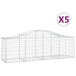 vidaXL Cestas de gaviones 5 uds forma de arco hierro 200x50x60/80 cm